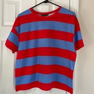 Zara red and blue stripe tshirt